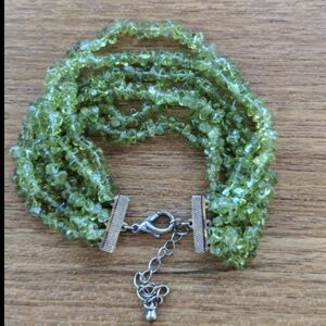 Natural Green Peridot Multi Strand Bracelet, Vintage
